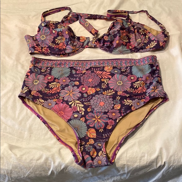 Nine Lives Bazaar Floral Bikini in Purple and Pink - Picture 1 of 4